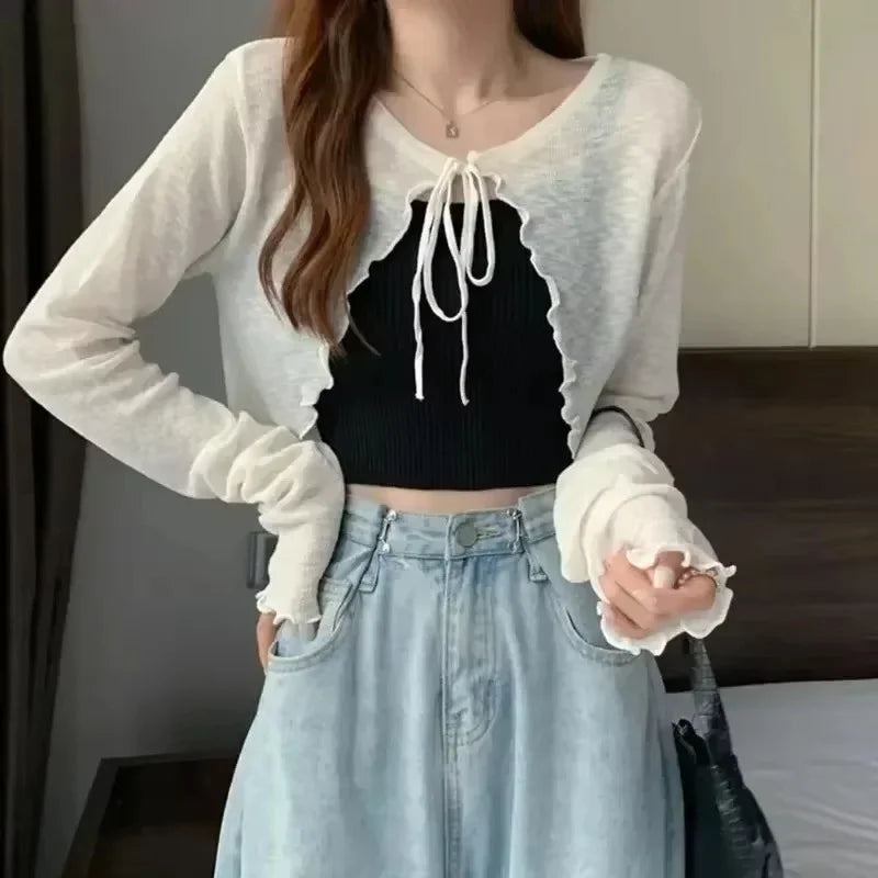 Lace-Up Knit Cardigan 🎀