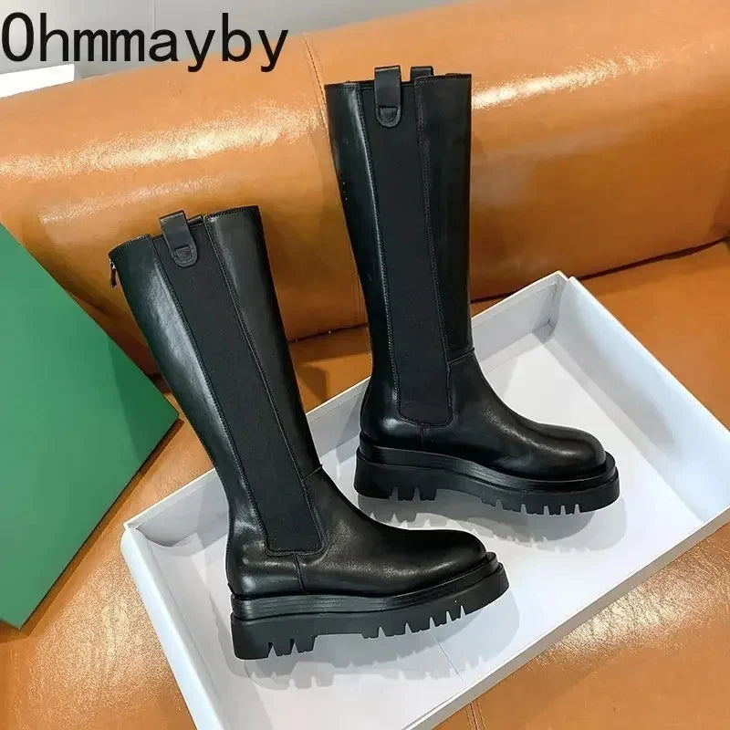 Chunky Platform Knee High Boots