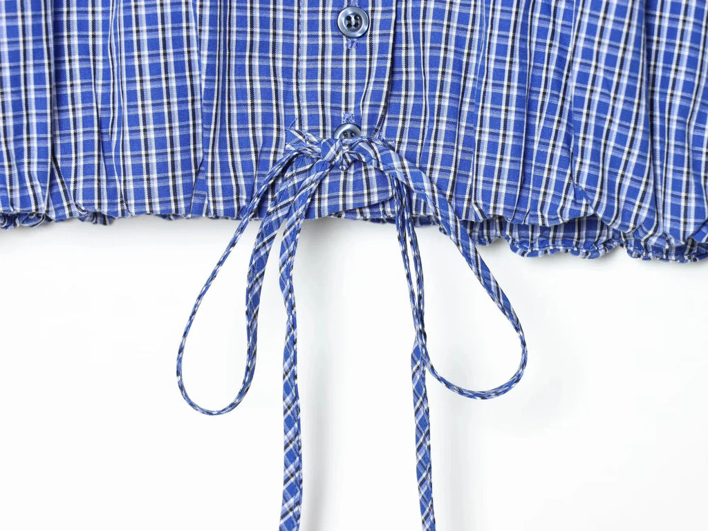 Plaid Shirts Turtleneck Blouse