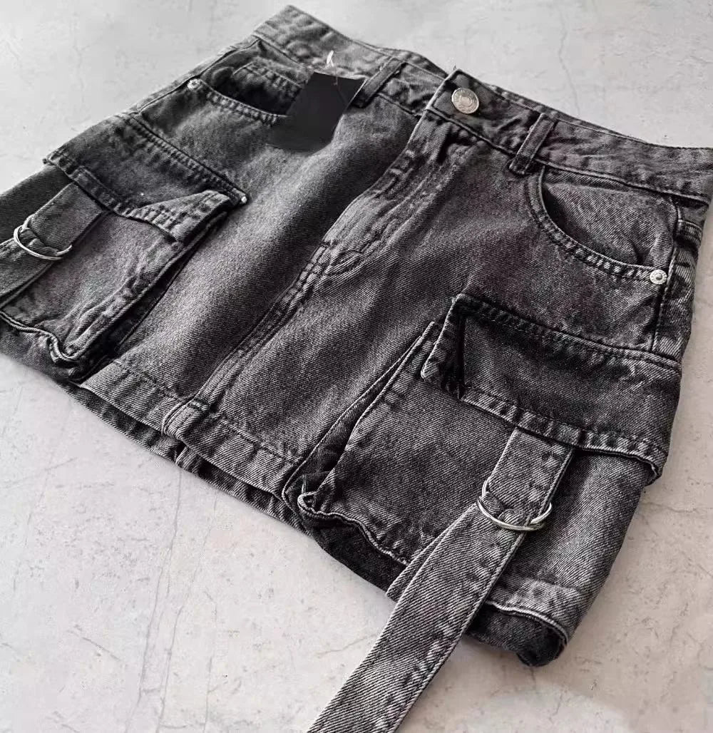 Cargo Denim Mini Skirt