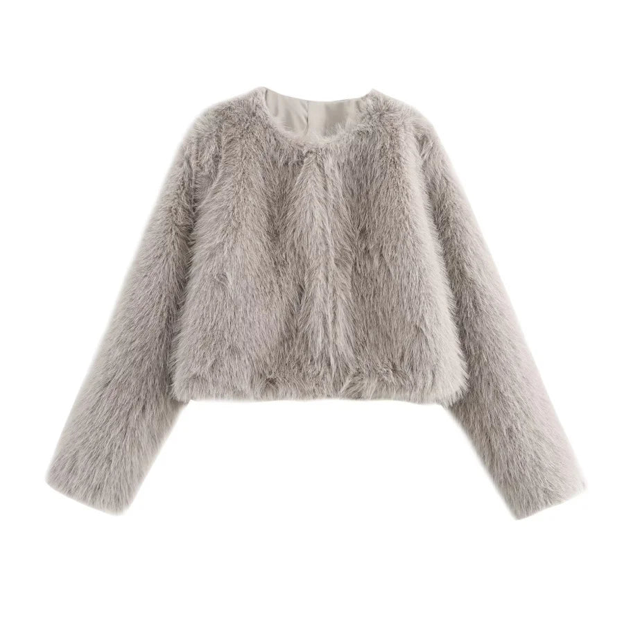 Cropped Faux Fur Jacket