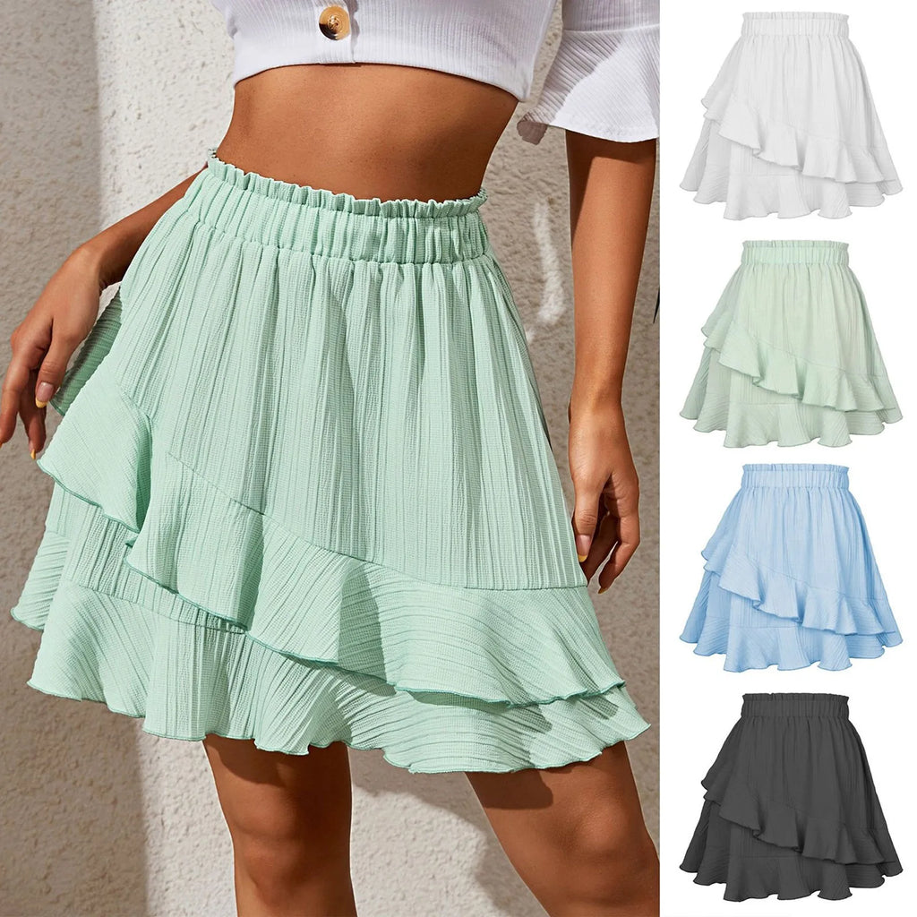 Flowy Ruffle Mini Skirt 🤍