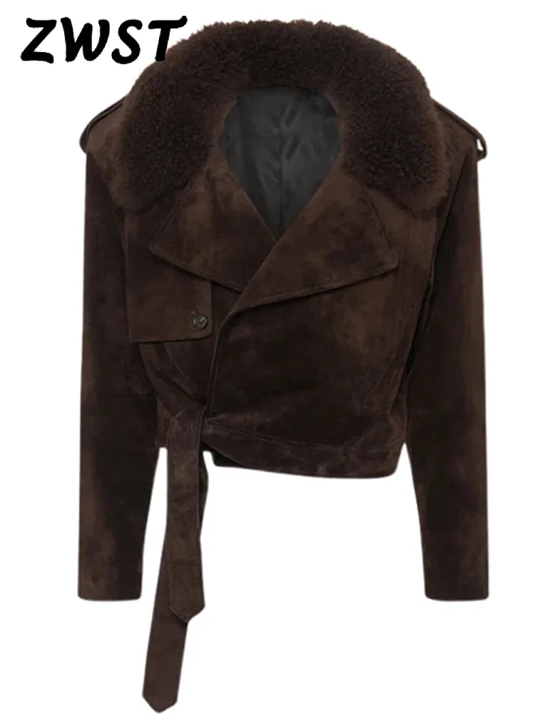 Brown Fur-Trim Jacket