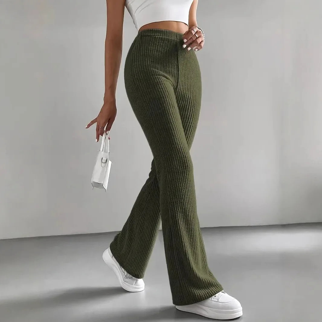 Autumn Ribbed Flare Pants