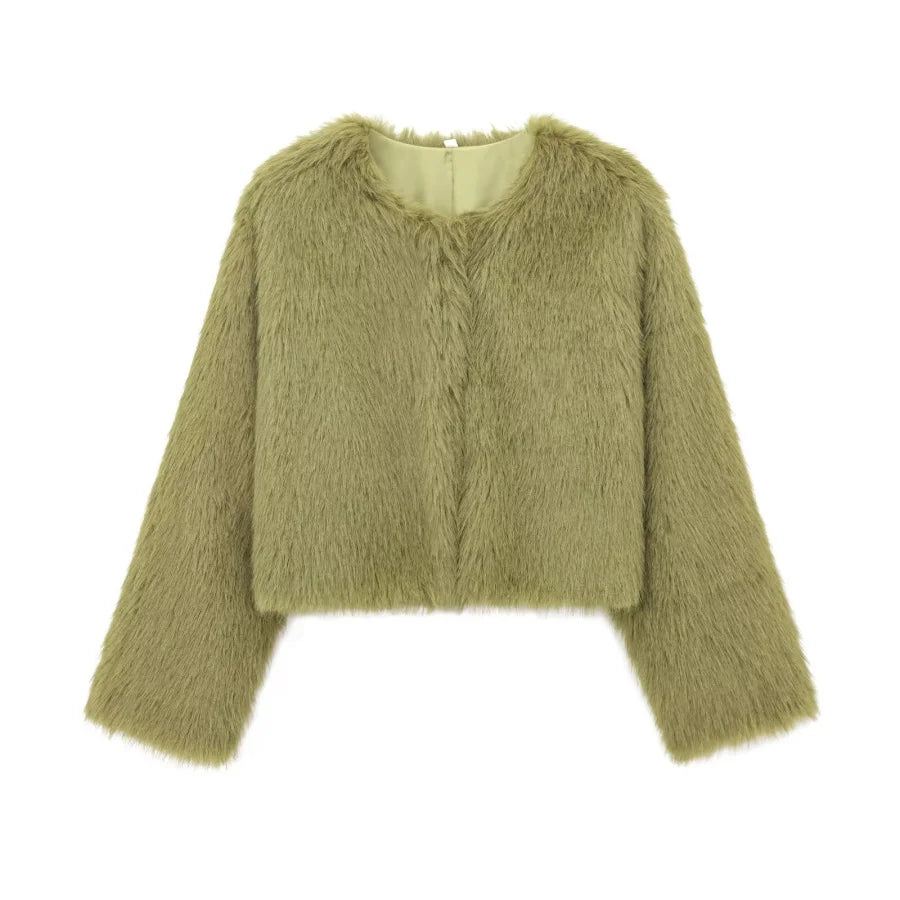 Cropped Faux Fur Jacket