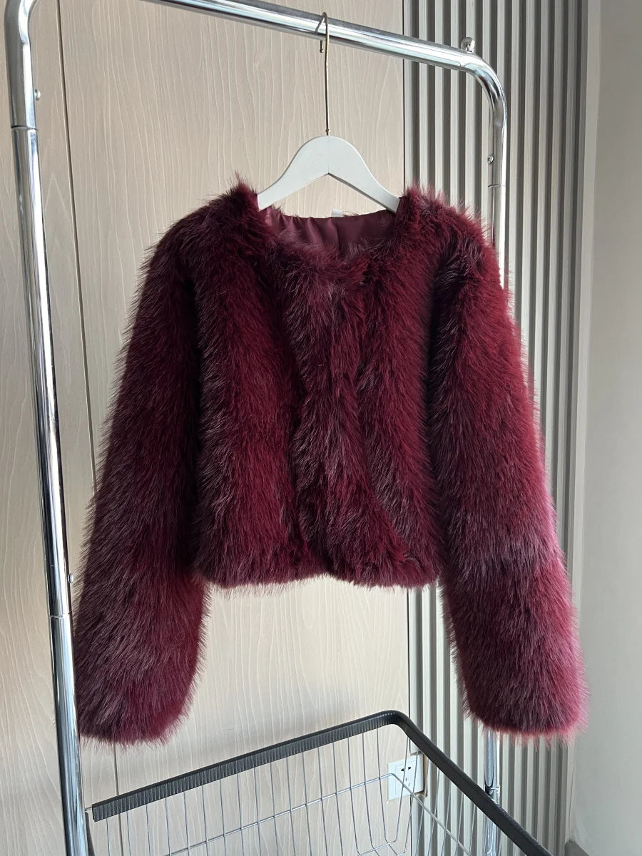 Cropped Faux Fur Jacket