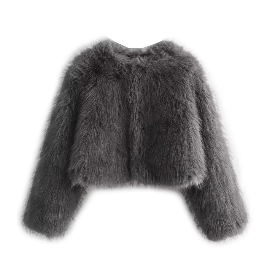 Cropped Faux Fur Jacket