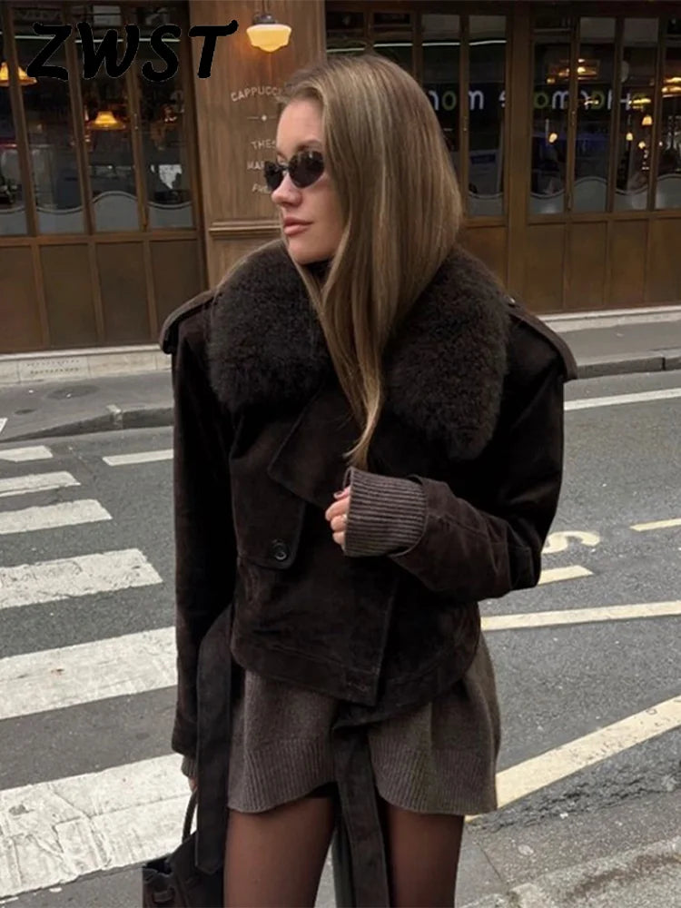 Brown Fur-Trim Jacket