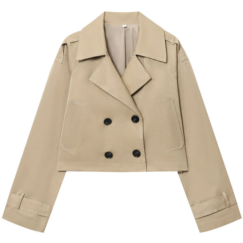 Autumn Chocolate Brown Cropped Trench Coat