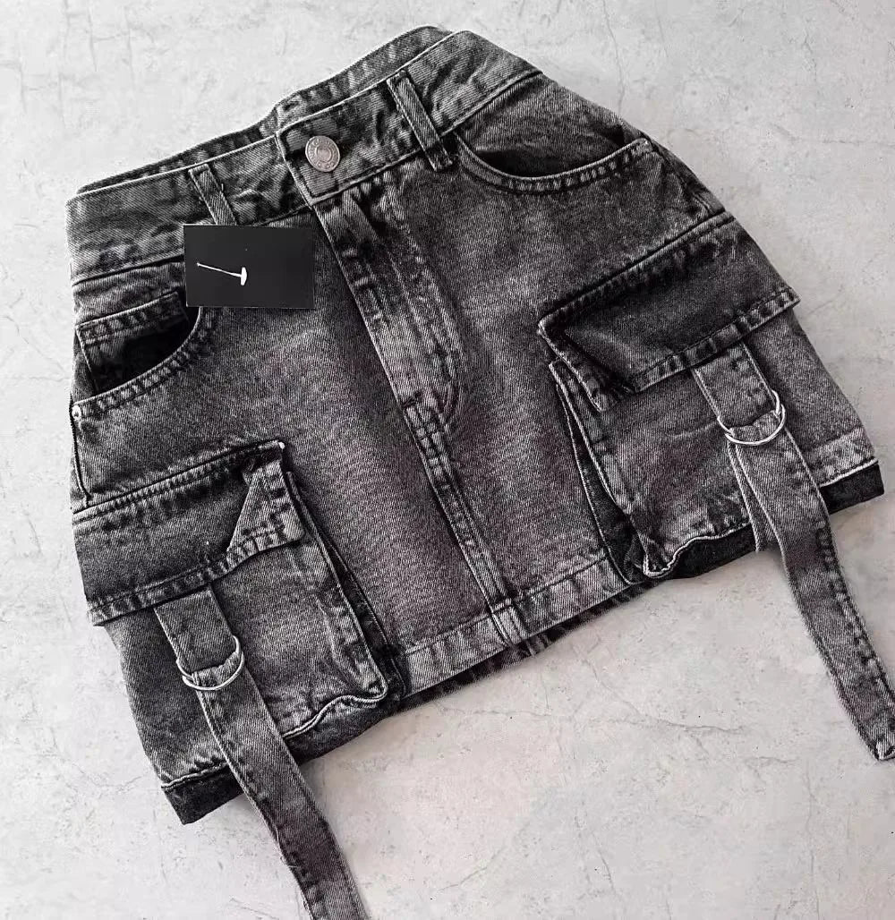 Cargo Denim Mini Skirt