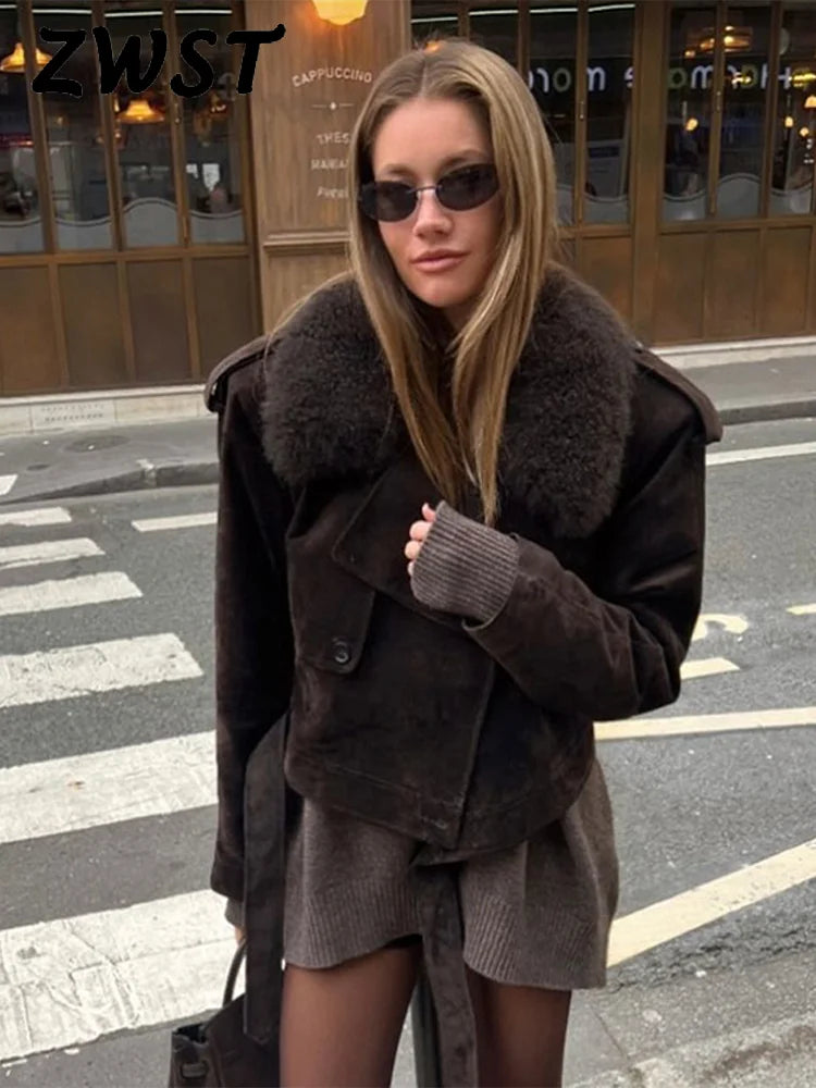 Brown Fur-Trim Jacket