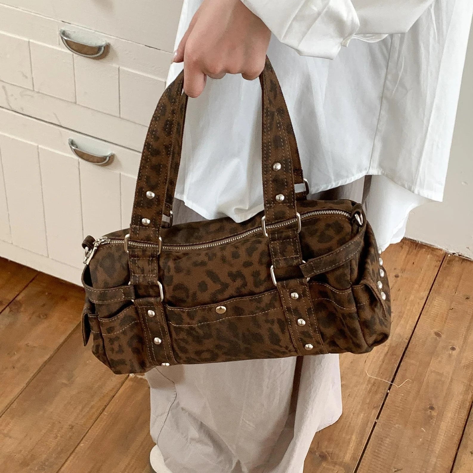 Vintage Leopard Boston Bag 🤎
