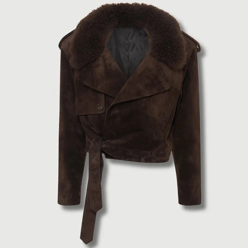 Brown Fur-Trim Jacket