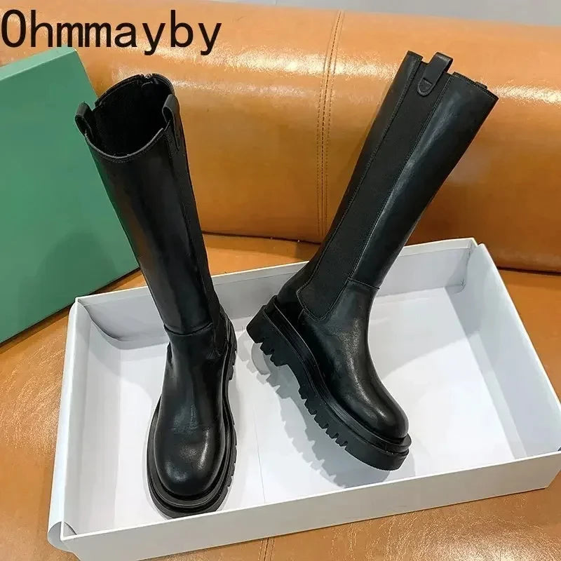Chunky Platform Knee High Boots