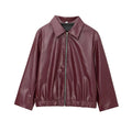 Wine Red Faux Leather Jakcet