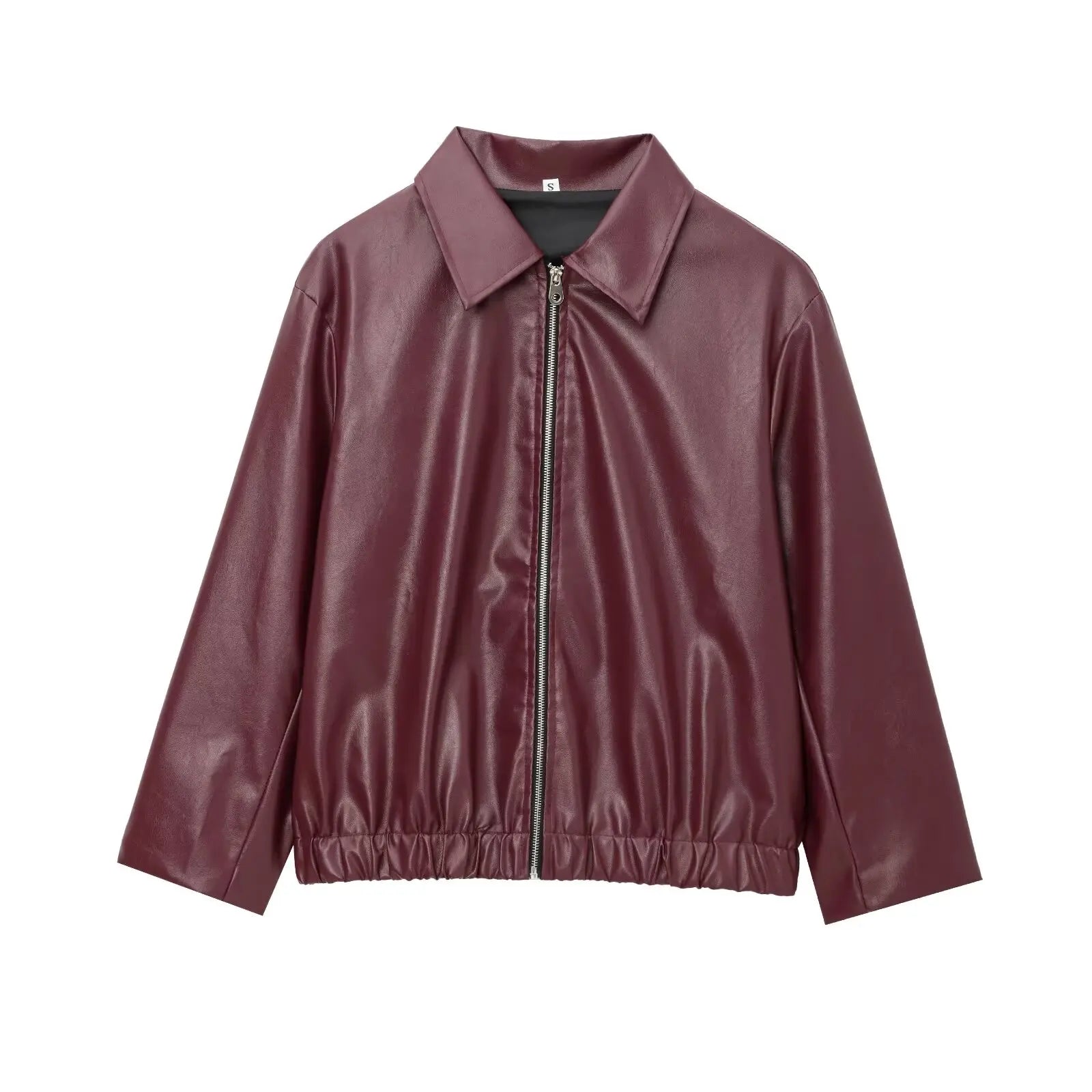Wine Red Faux Leather Jakcet
