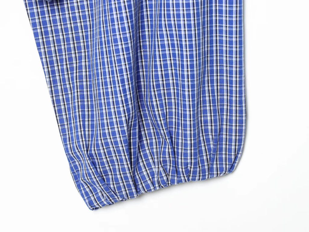 Plaid Shirts Turtleneck Blouse