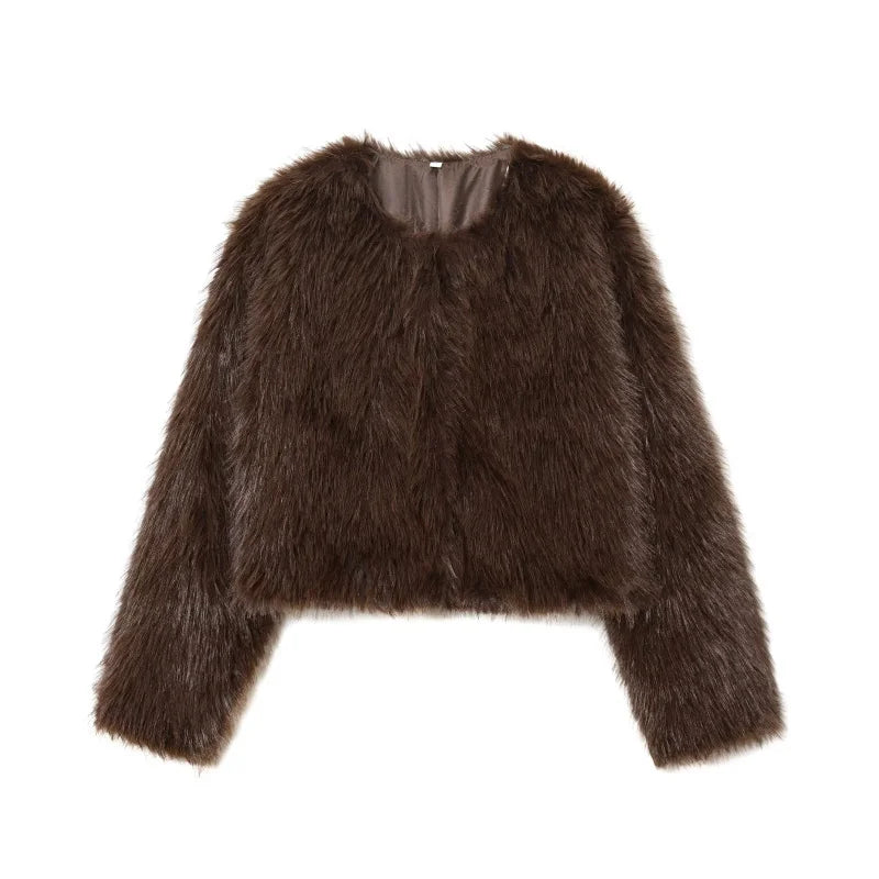 Cropped Faux Fur Jacket