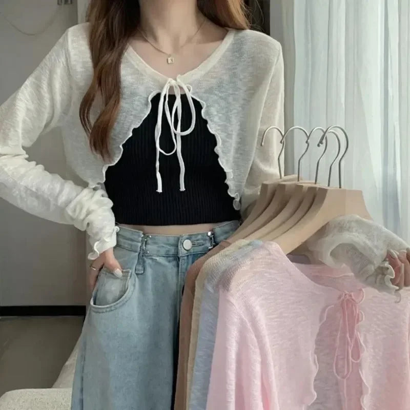 Lace-Up Knit Cardigan 🎀