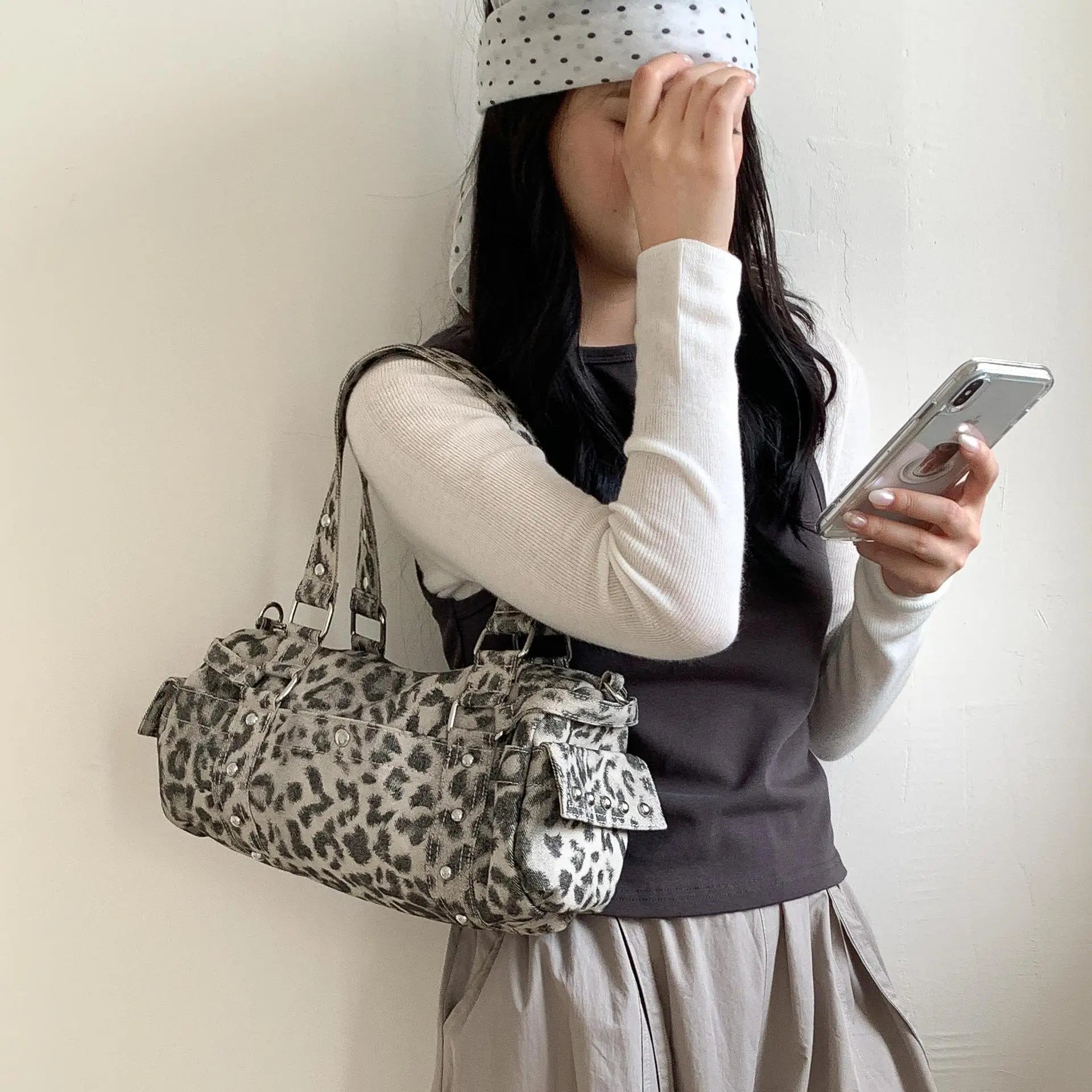 Vintage Leopard Boston Bag 🤎