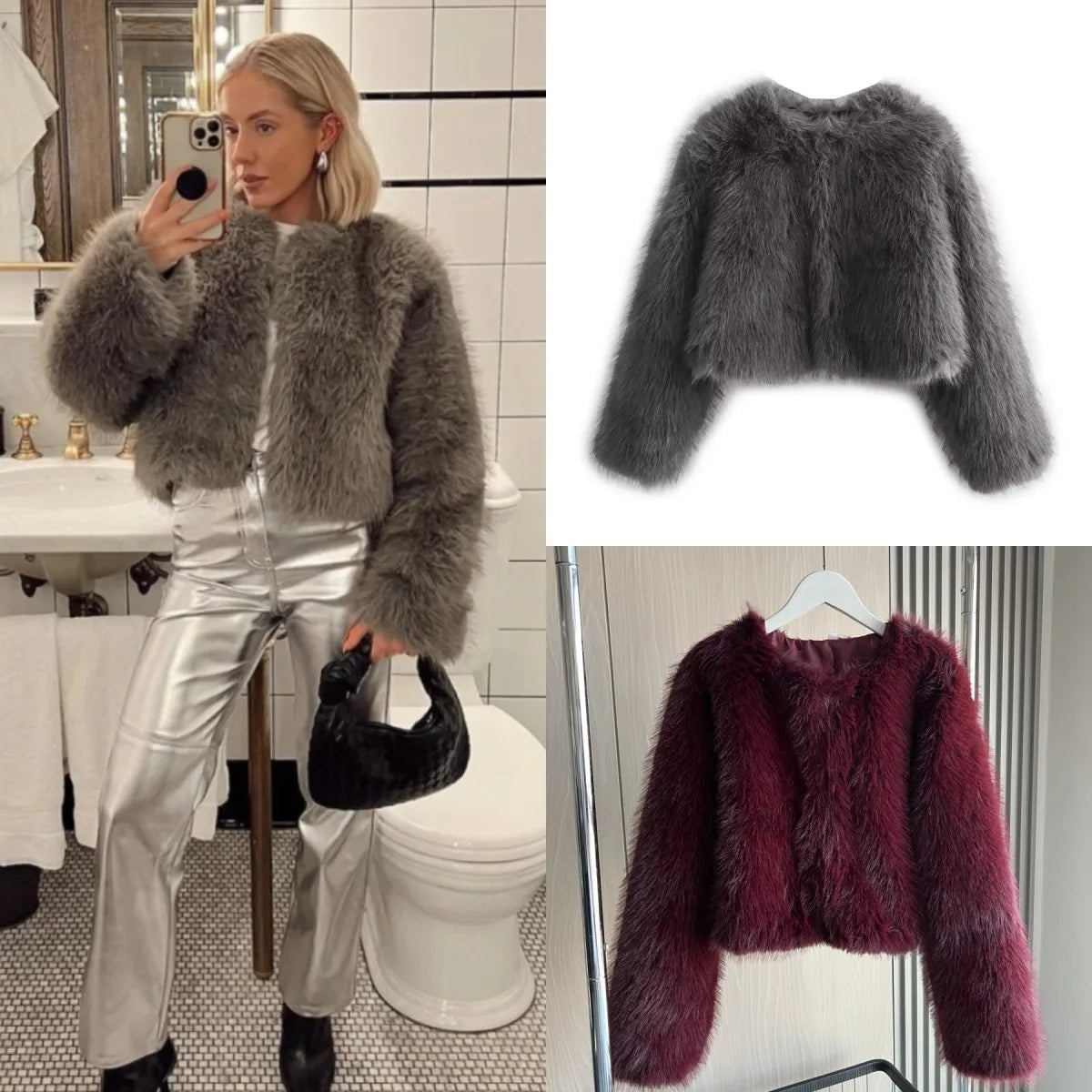 Cropped Faux Fur Jacket