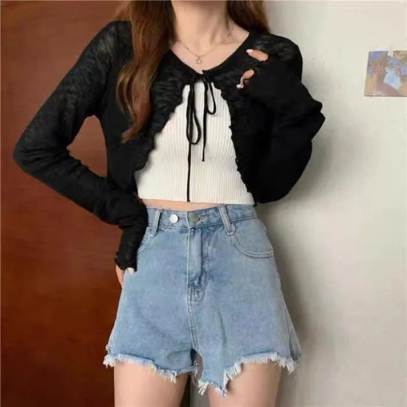Lace-Up Knit Cardigan 🎀